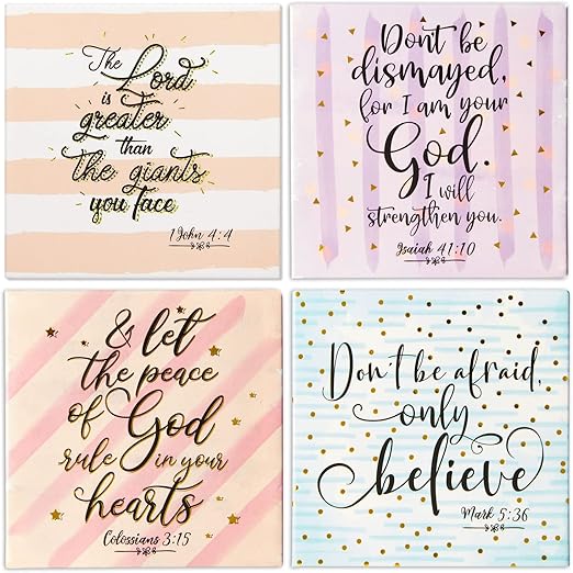 Juvale Inspirational Bible Magnets for Lemon Kitchen Decor - 8-Pack, 2.5-Inch Square Metal, Blue & Green - Refrigerator Magnets with Faith Quotes