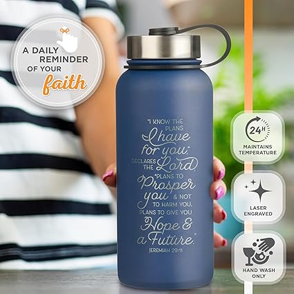 Christian Art Gifts Large Stainless Steel Double Wall Vacuum Sealed Insulated Water Bottle for Women and Men